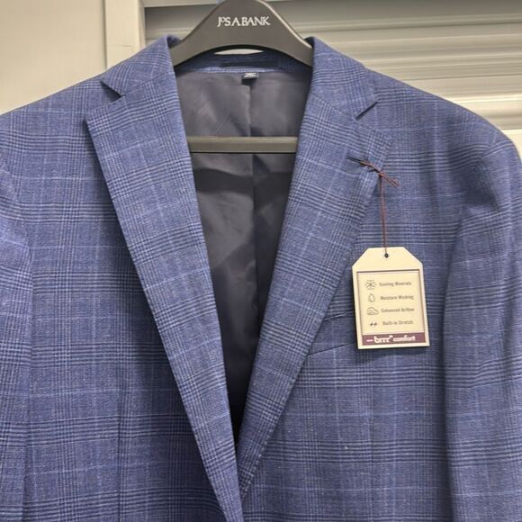 Jos A Bank Mens Size 40R Blazer Madras Patchwork Blue Plaid  Sport Coat - Picture 2 of 11